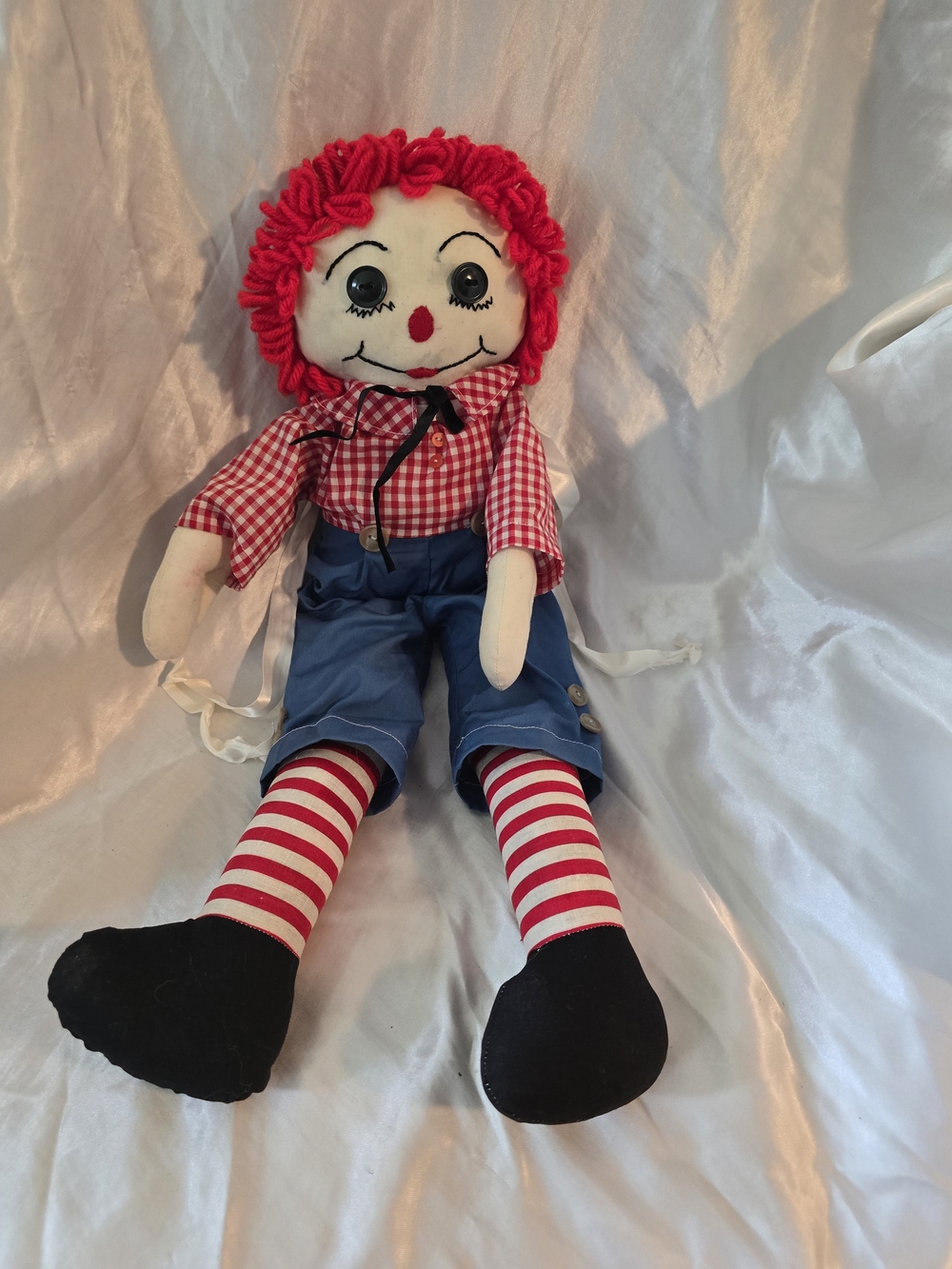 Classic Rag Doll Plush Toy - Red Hair, Blue Outfit